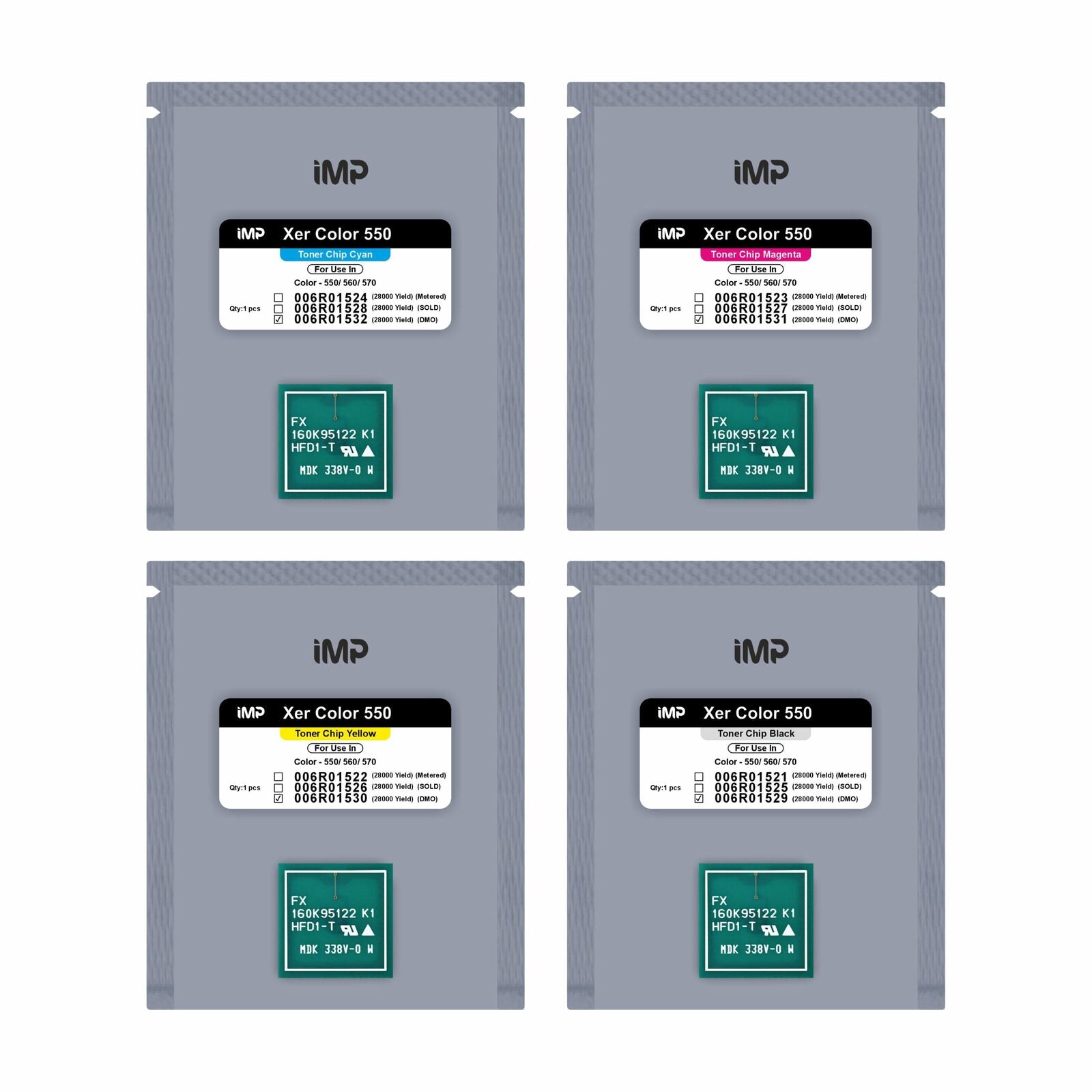 xerox 550 toner chip Set 006R01529-32